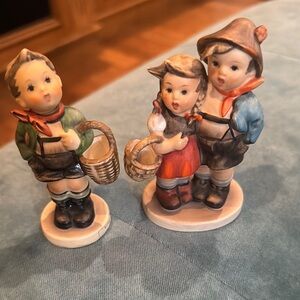 Hummel Green and Red Ceramic Art Figurines